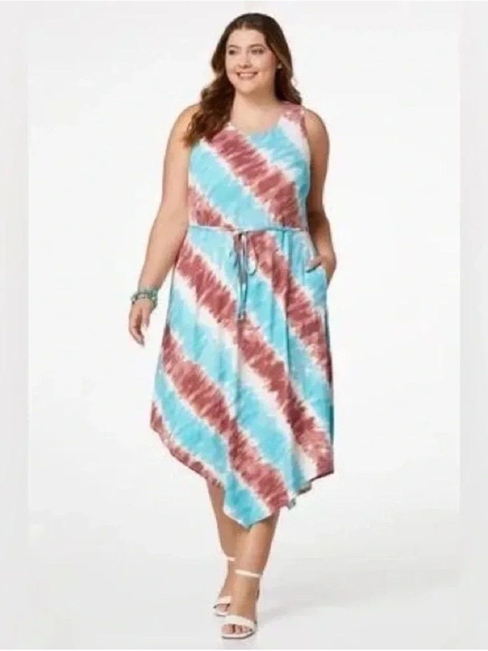 Cato | Plus Size Asymmetrical Tie Dye Dress